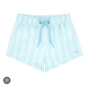 Light Aqua Striped Minnow Swim Shorts